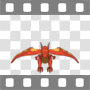 Red dragon flying, front view