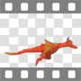 Side view of red dragon flying