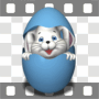 Easter bunny peeking out egg