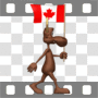 Moose walking with Canadian flag