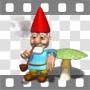 Gnome smoking near mushroom