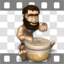 Caveman pounding drum