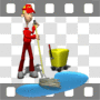 Teenager mopping floor