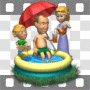 Family relaxing in kiddy pool