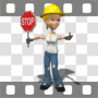 Construction worker stopping traffic