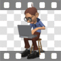 Geek working at laptop