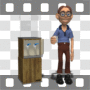 Geek standing next to water cooler