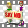 Women walking with say no banner