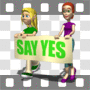 Women walking with say yes sign