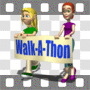 Women walking with walk-a-thon sign