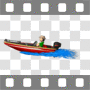 Fisherman cruising in speedboat