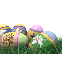 Painted Easter eggs on grass