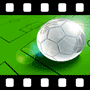 Silver soccer ball rolling on abstract field