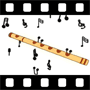 Musical instruments appearing over musical notes