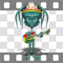 Reggae brain alien strumming guitar