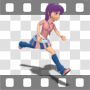 Anime teenage girl running