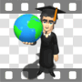Graduate holding world in his hand