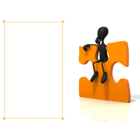 Stick figure on puzzle piece finding solution prt