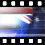Blurred Australian national flag waving