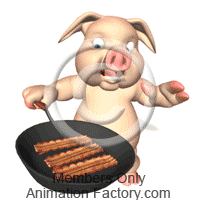 Pig frying bacon