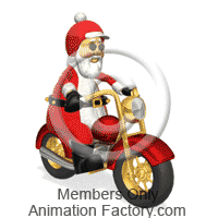 Santa riding motorcycle