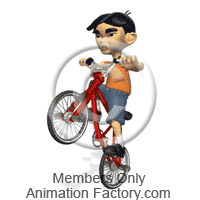 Boy doing wheelie on bicycle