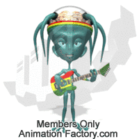 Reggae brain alien with guitar