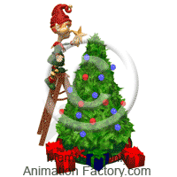 Christmas elf decorating tree