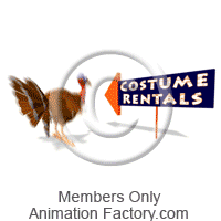 Turkey with costume rentals sign