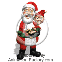 Santa Claus holding Christmas elf