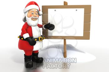 Santa Claus with blank sign outdoors