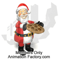 Santa Claus eating huge cookie
