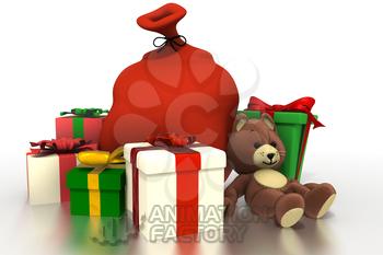 Teddybear and Christmas gifts