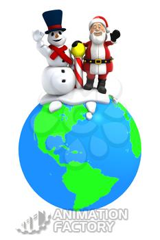 Santa and snowman at North Pole