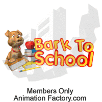 Bark to school pun with dog and textbooks