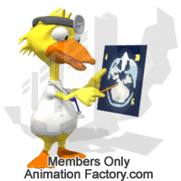 Duck doctor showing x-ray