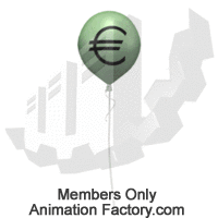 Euro symbol on floating balloon