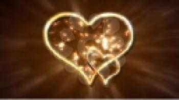 Royalty Free HD Video Clip of Shimmering Gold Lights with Gold Hearts