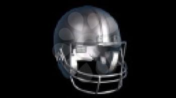 Royalty Free Video of a Rotating Silver Football Helmet 