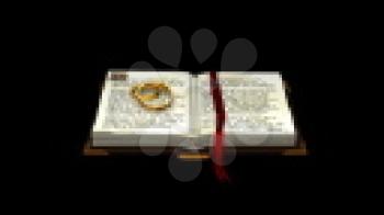 Royalty Free Video of Wedding Rings on a Turning Bible