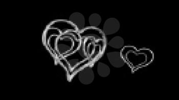 Royalty Free Video of Spinning Heart Outlines
