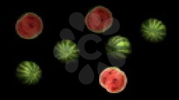 Royalty Free Video of Moving Spinning Watermelons