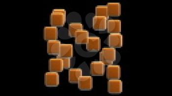 Royalty Free Video of Slowly Rotating Orange Cubes
