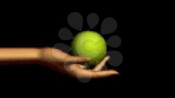 Royalty Free Video of a Hand Holding a Spinning Tennis Ball