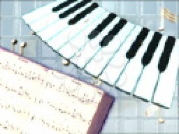 Royalty Free Video of Piano Keys and Floating Notes
