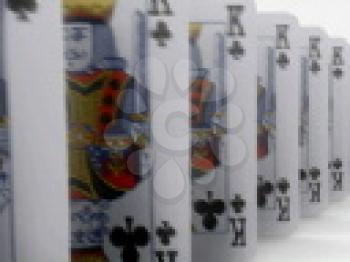 Royalty Free Video of a Row of Kings of Clubs
