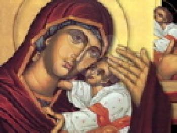Royalty Free Video of a Revolving Image of Mary and Jesus