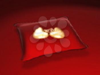 Royalty Free Video of Two Hearts on a Pillow